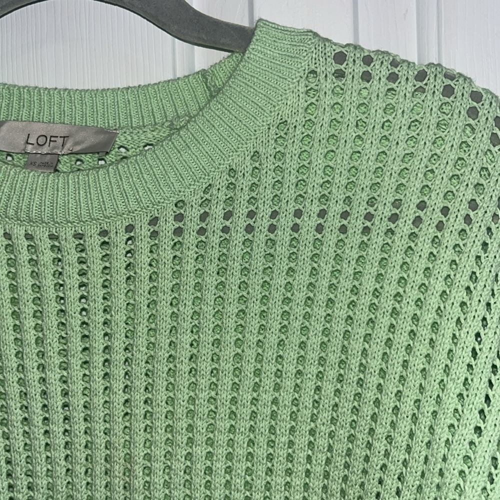 LOFT Green Open Stitched Sweater Size XS - Picture 5 of 10